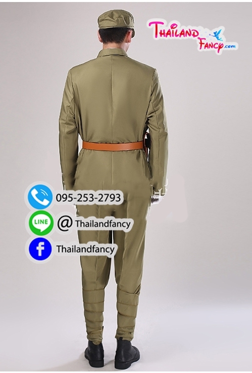 ชุดเช่าแฟนซีผู้ชาย ชุดเช่าทหารช่างญี่ปุ่น ชุดเครื่องแบบทหารโกโบริ ชุดทหารสงครามโลก ชุดเช่านายทหารญี่ปุ่นสีเขียวอ่อนกางเกงเดฟ