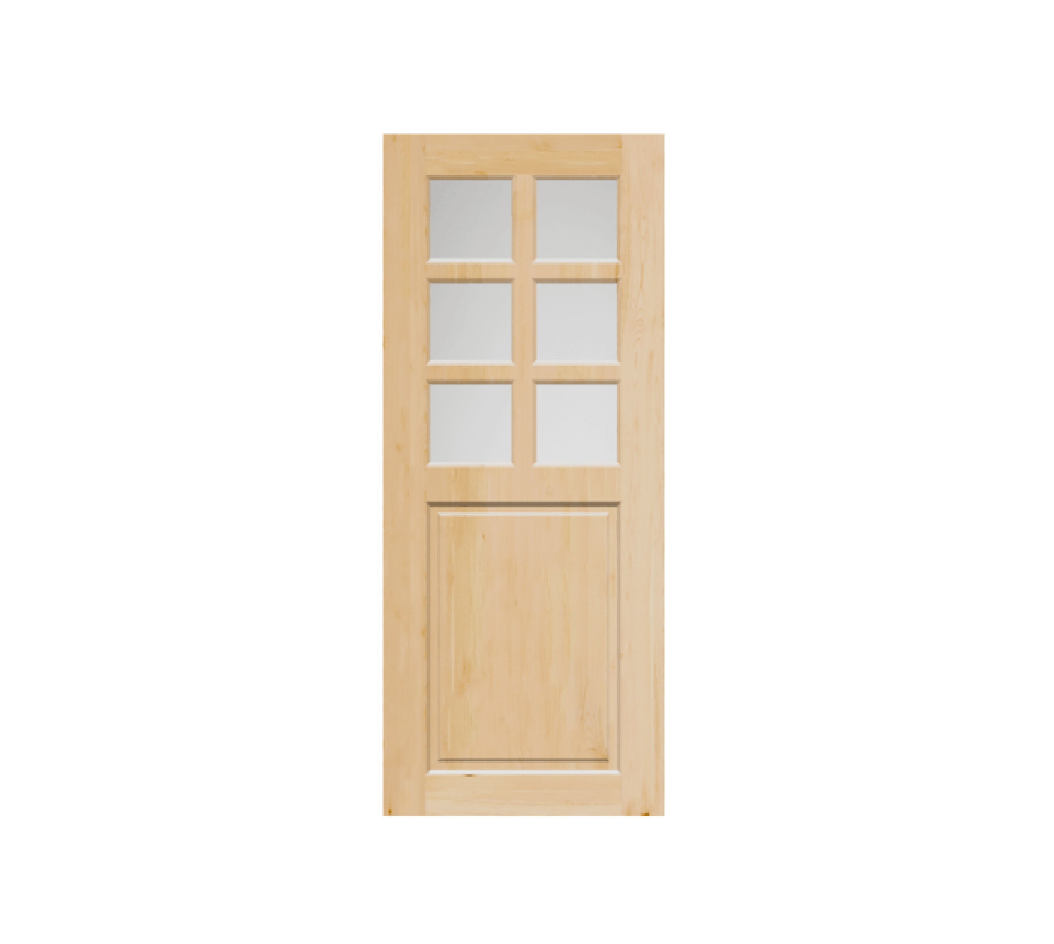 HOLZTUR ประตูไม้สน ลูกฟักพร้อมช่องกระจก PW-G29-3A 80x200ซม.
