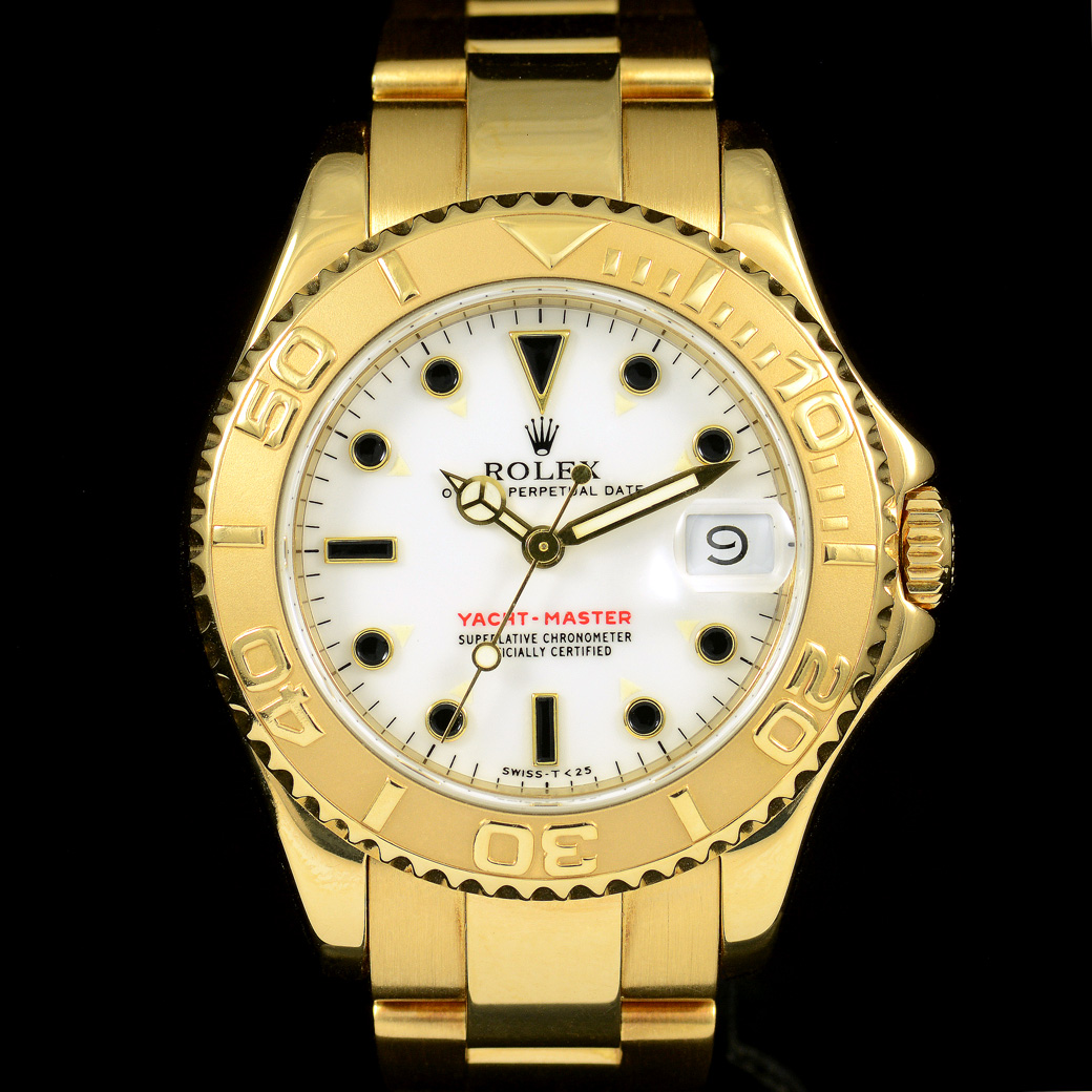 **HOLD** Rolex Yacht-Master Ref.68628 SeriesU Yellow Gold18K หน้าปัดขาวกระเบื้อง ตัวเรือนทองคำ18k สายทองคำแท้18k นาฬิกาปี1997 Automatic ขนาด 36 mm