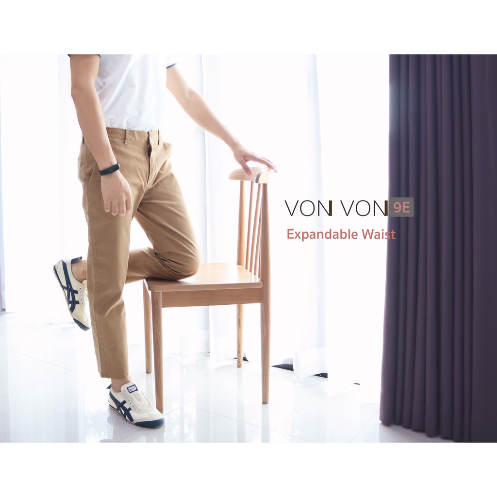 [VON VON]18สี 9E กางเกงชิโน่ 9ส่วน Expandable Waist