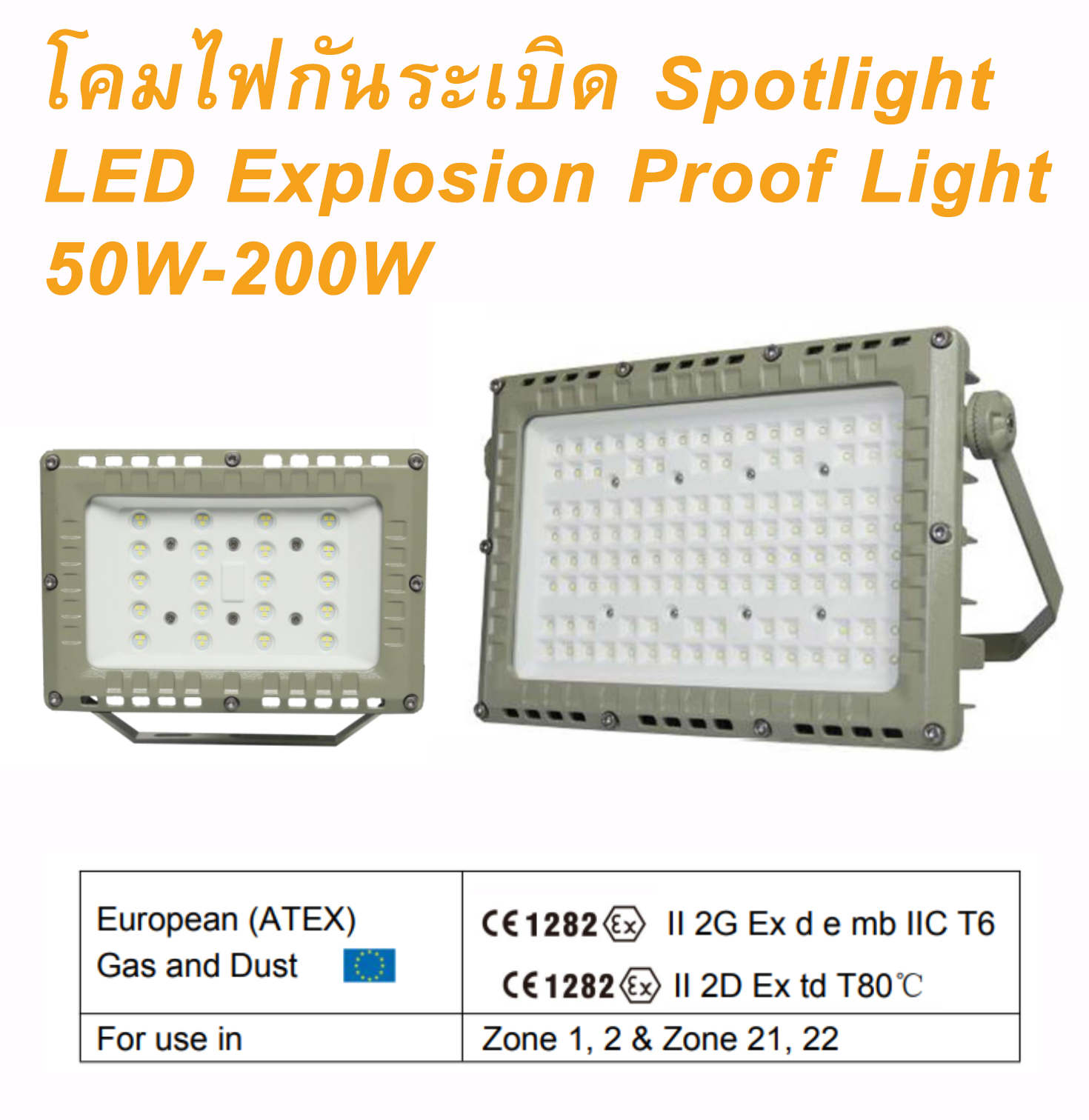 โคมกันระเบิด LED Floodlight 50W-200W