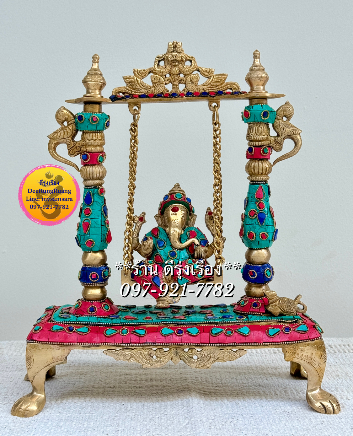 พระพิฆเนศ ประทับชิงช้า **ประดับหินสี**
