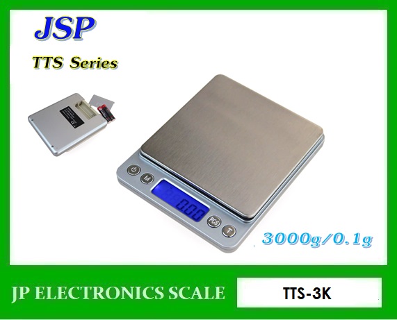 เครื่องชั่งดิจิตอล3000กรัม เครื่องชั่งน้ำหนัก3000g ตาชั่งดิจิตอล3000กรัม เครื่องชั่ง3000g ความละเอียด 0.1g ยี่ห้อ JSP รุ่น TTS-3K ขนาดถาดชั่งน้ำหนัก 100*100mm.