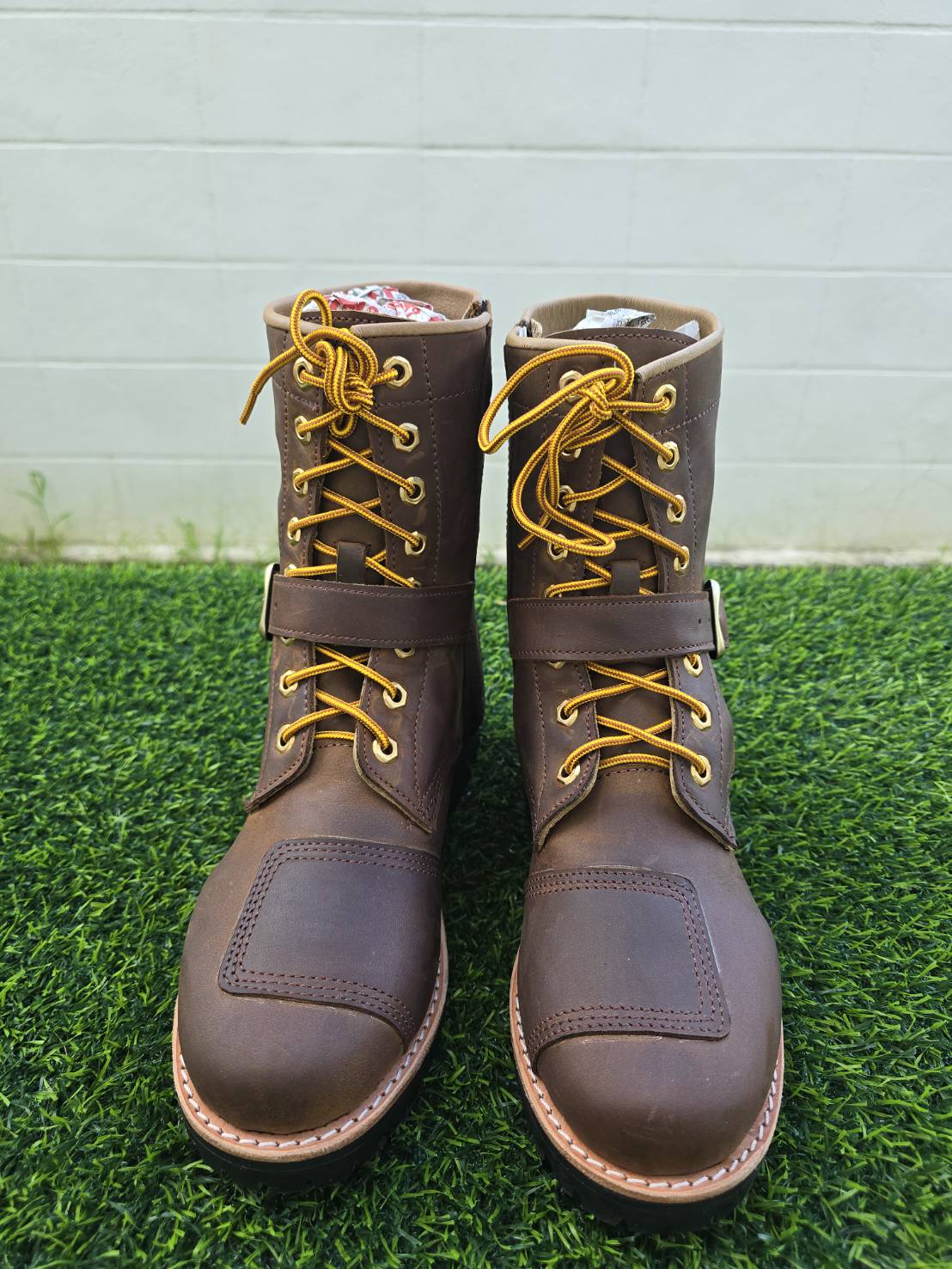 รองเท้าขี่มอเตอร์ไซด์หนังแท้ สไตล์คลาสสิค รุ่น Moto-05(Fatboy) สีสนิม