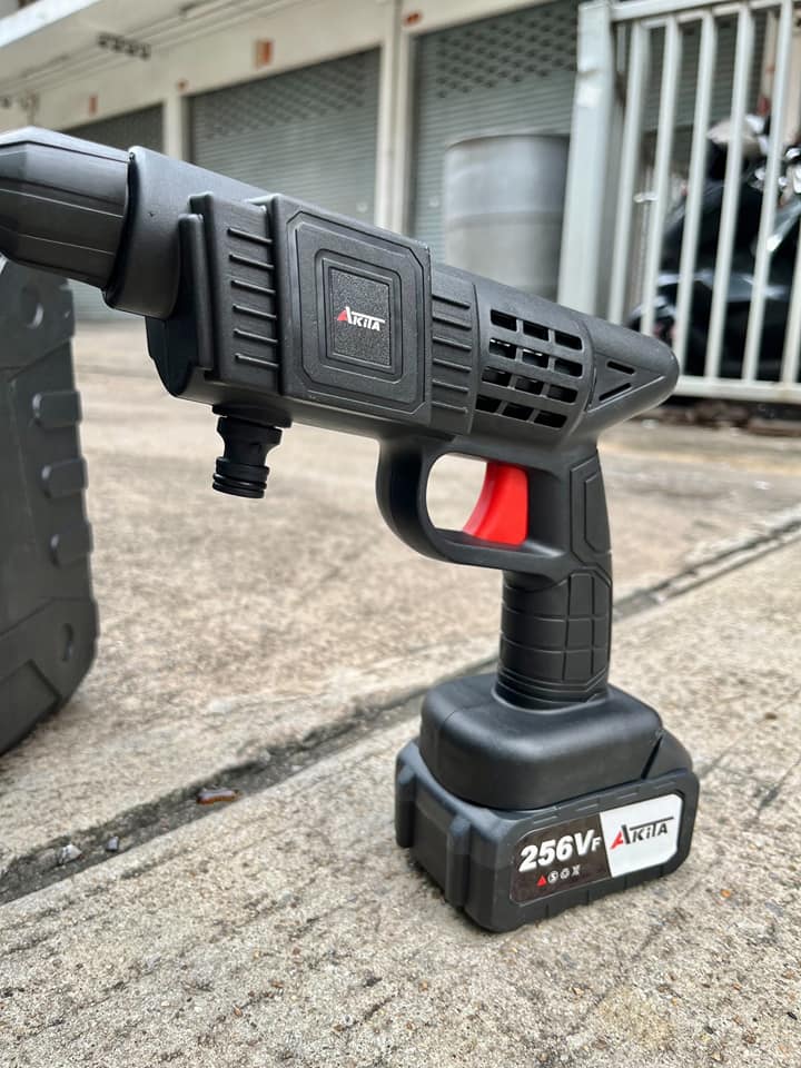 ปืนอัดฉีดแรงดันสูงไร้สาย รุ่น 256V ยี่ห้อ Akita แบต 2 ก้อน แถมหัวปรับ 6 ระดับ แถมกระบอกโฟมแลนซ์