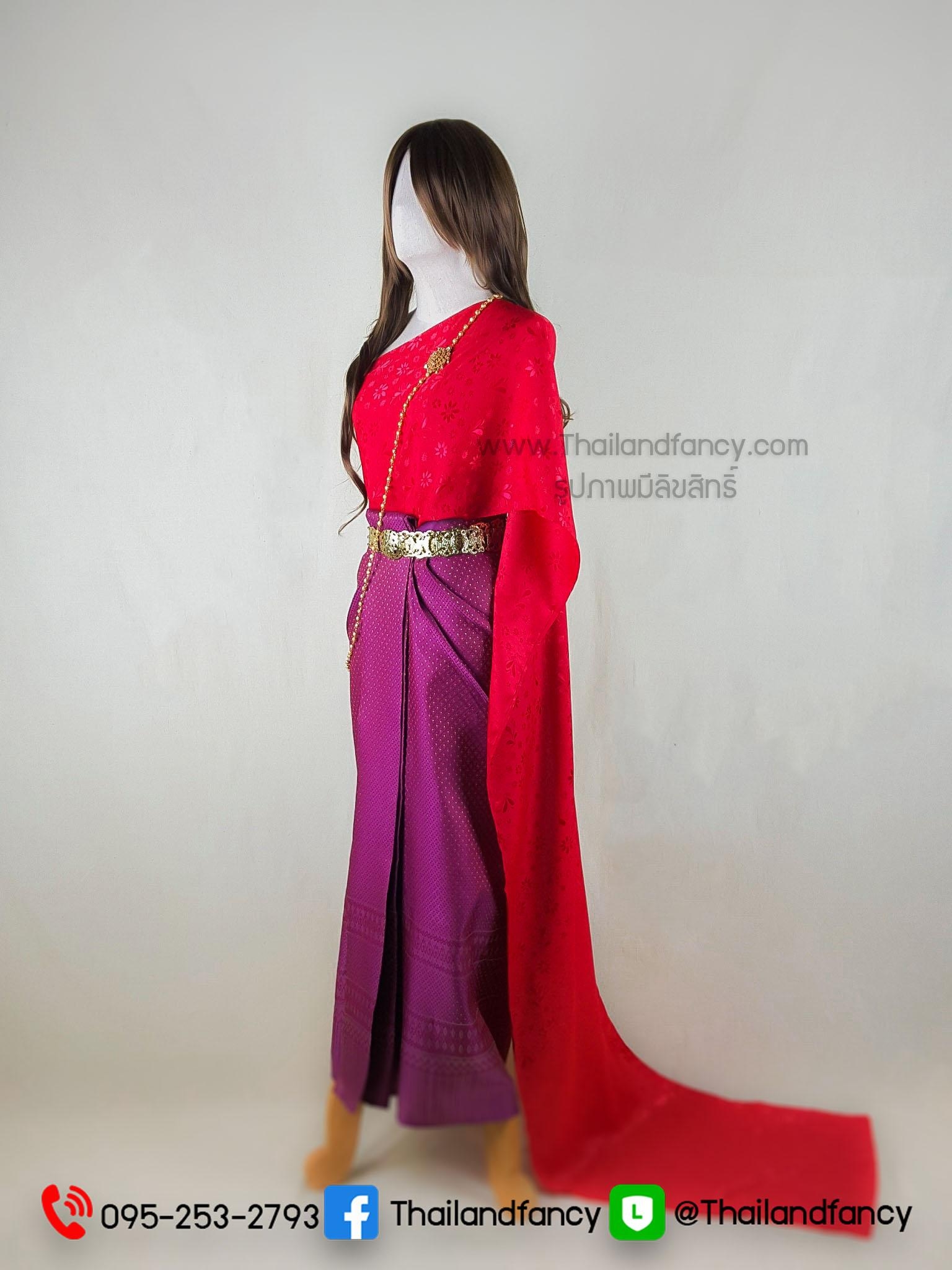 ชุดไทยย้อนยุค ชุดไทยสมัยอยุธยา ชุดไทยอุ่นไอรัก ชุดไทยร่วมสมัย ชุดไทยสไบออเจ้า ชุดสไบทอลายกับผ้าถุงจีบหน้านาง