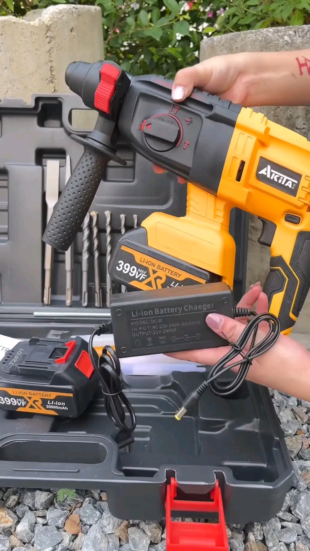 สว่านโรตารี่ไร้สาย 3 ระบบ AKITA 399V 2-26 แบต 2 ก้อน