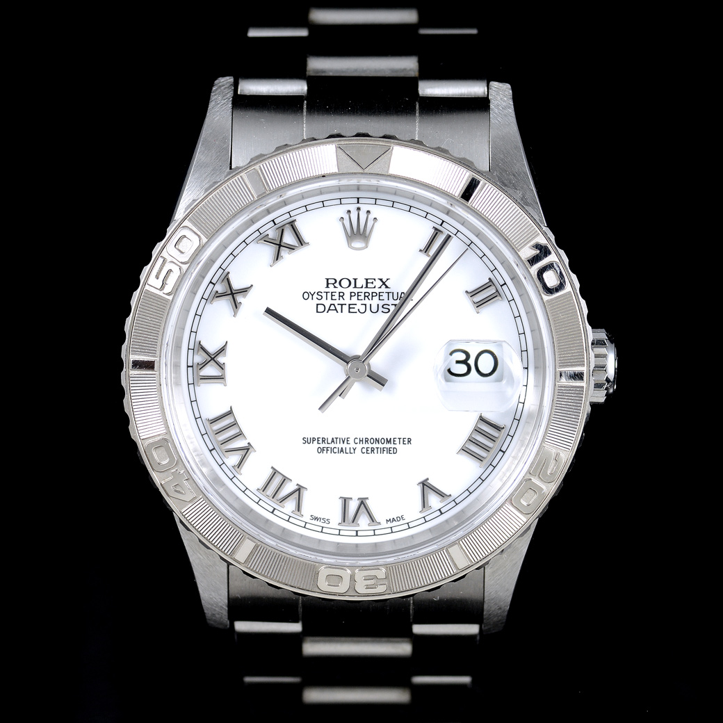 **HOLD** Rolex Datejust ThunderBird SeriesK Ref.16264 หน้าปัดขาวกระเบื้อง หลักโรมัน ขอบทองคำขาว กระจกSapphire สายOysterแท้ ปี2000 Automatic ขนาด 36 mm