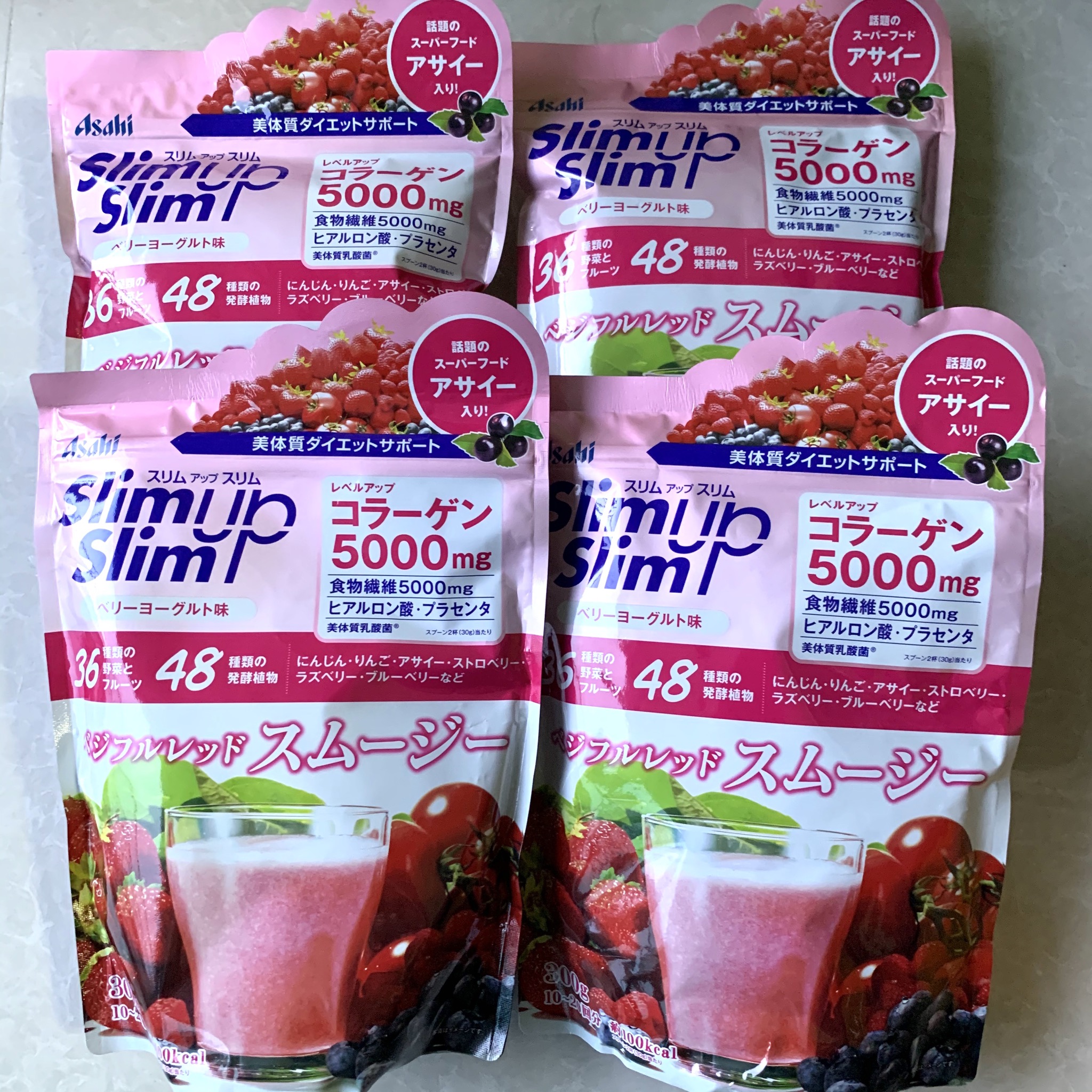 🔥โปรตีนไดเอท Asahi Slim up Slim Smoothie Berry Yoghurt -รสสมูตตี้ เบอร์รี่ โยเกิร์ต