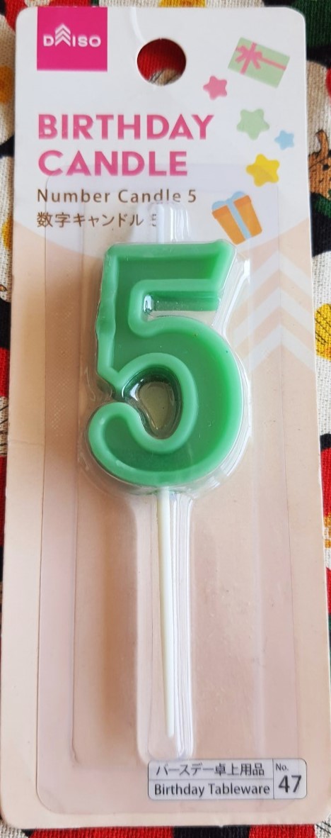 Number 5 Birthday Candal เทียน วันเกิด เทียนตัวเลข เลข 5 จากญี่ปุ่น (ความสูงของตัวเลข4.5cm)