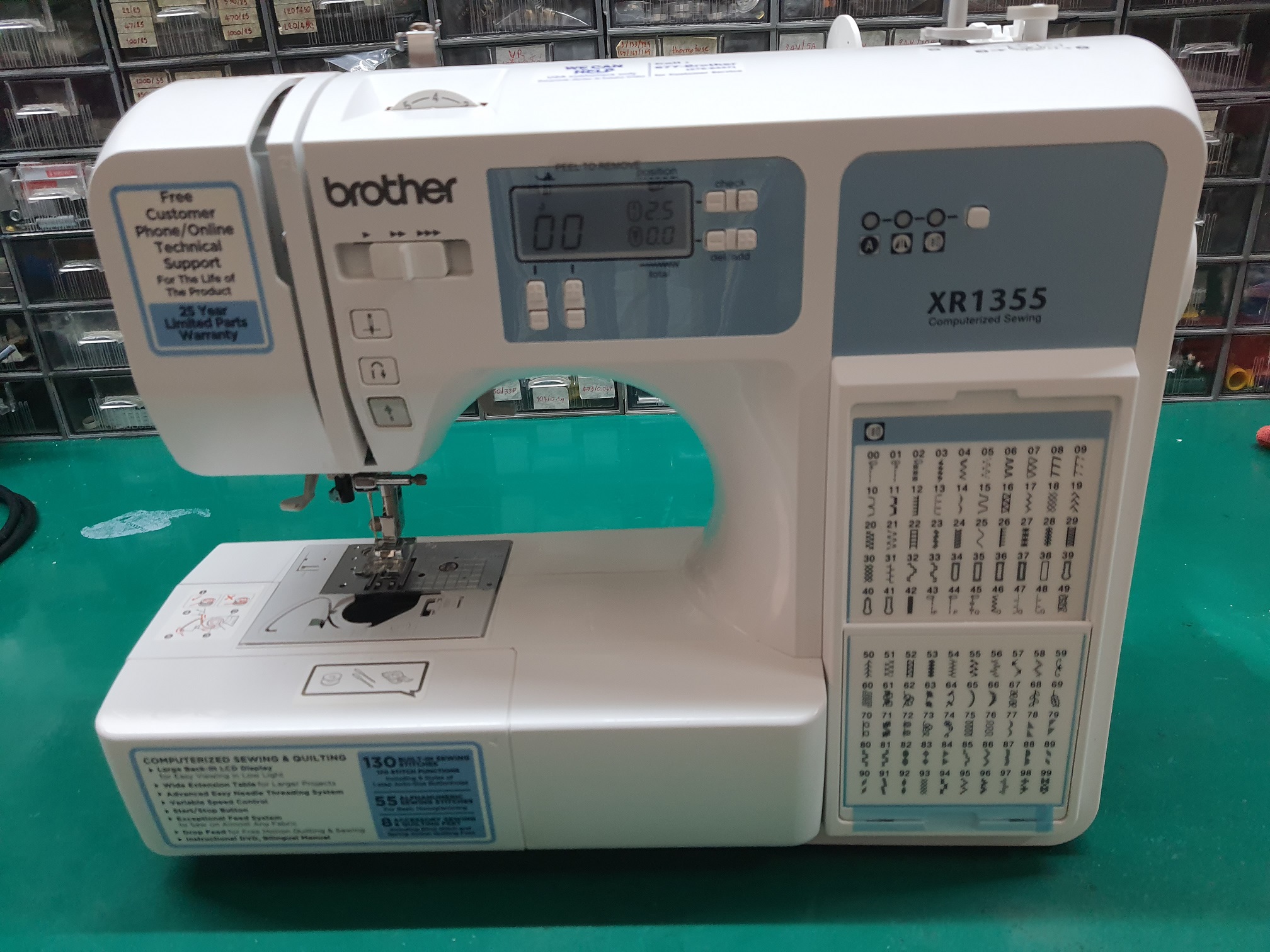 ซ่อมจักรเย็บผ้า ยี่ห้อ BROTHER รุ่น XR1355 อาการระบบไฟซ๊อต