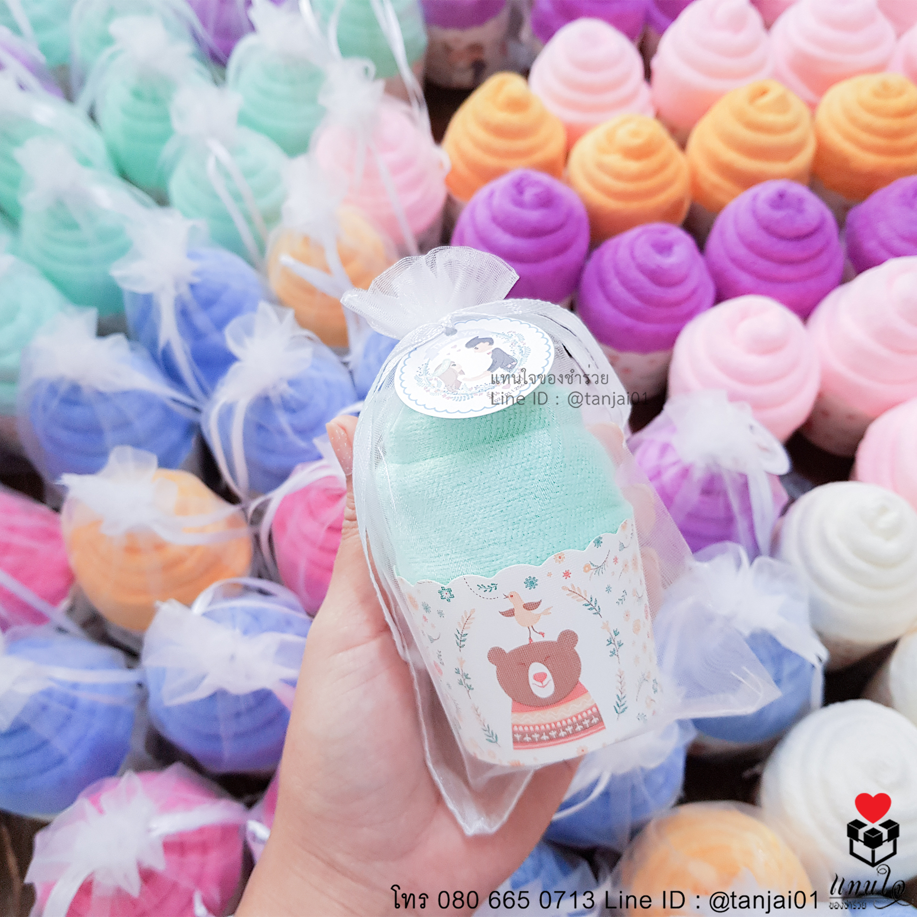 ของชำร่วยงานแต่งงาน ผ้านาโนม้วนไอติม ผ้านาโนสีพาสเทล 01