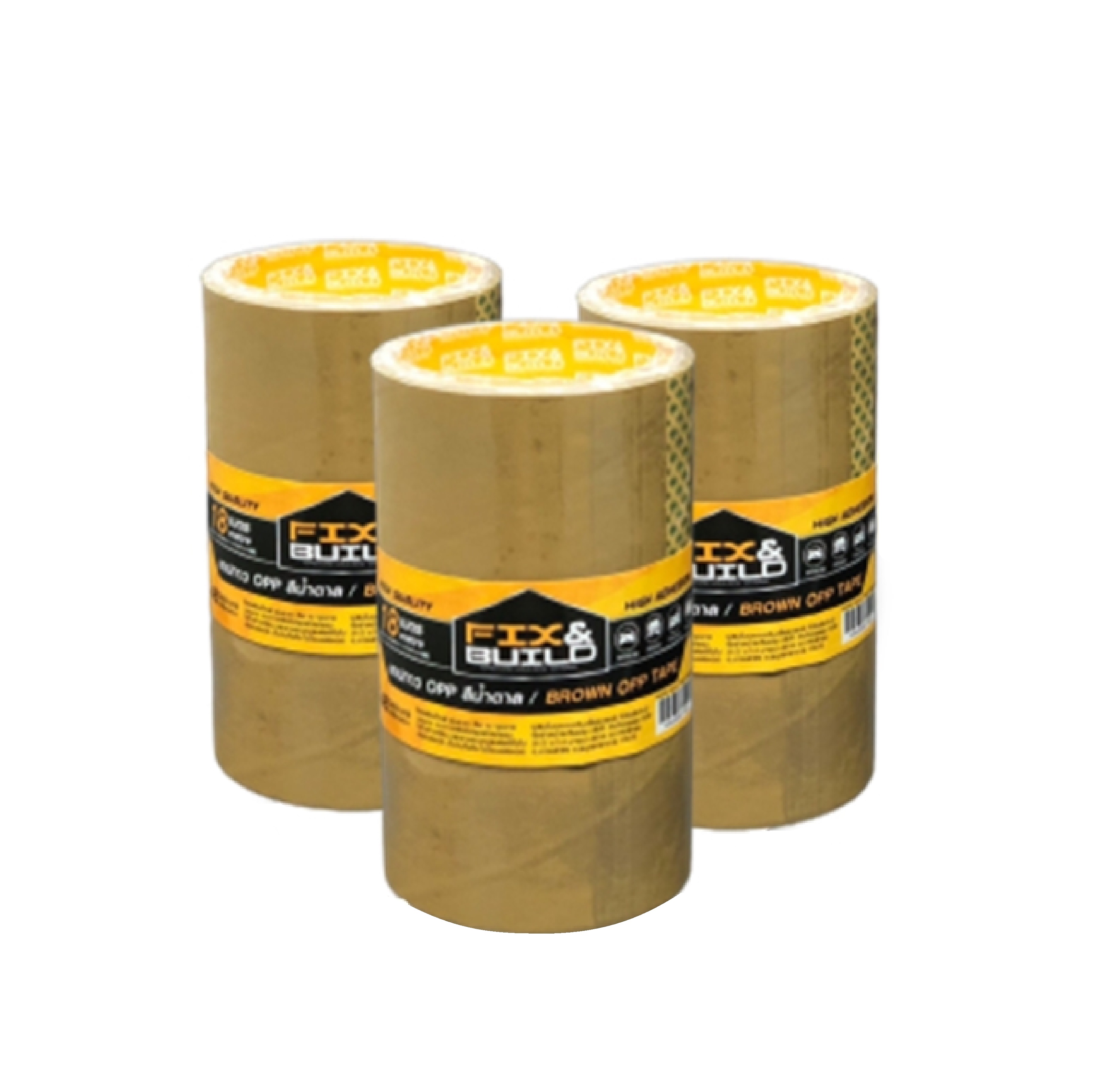 เทปOPP น้ำตาล 2"*18M FIX&BUILD(แพค3ม้วน)