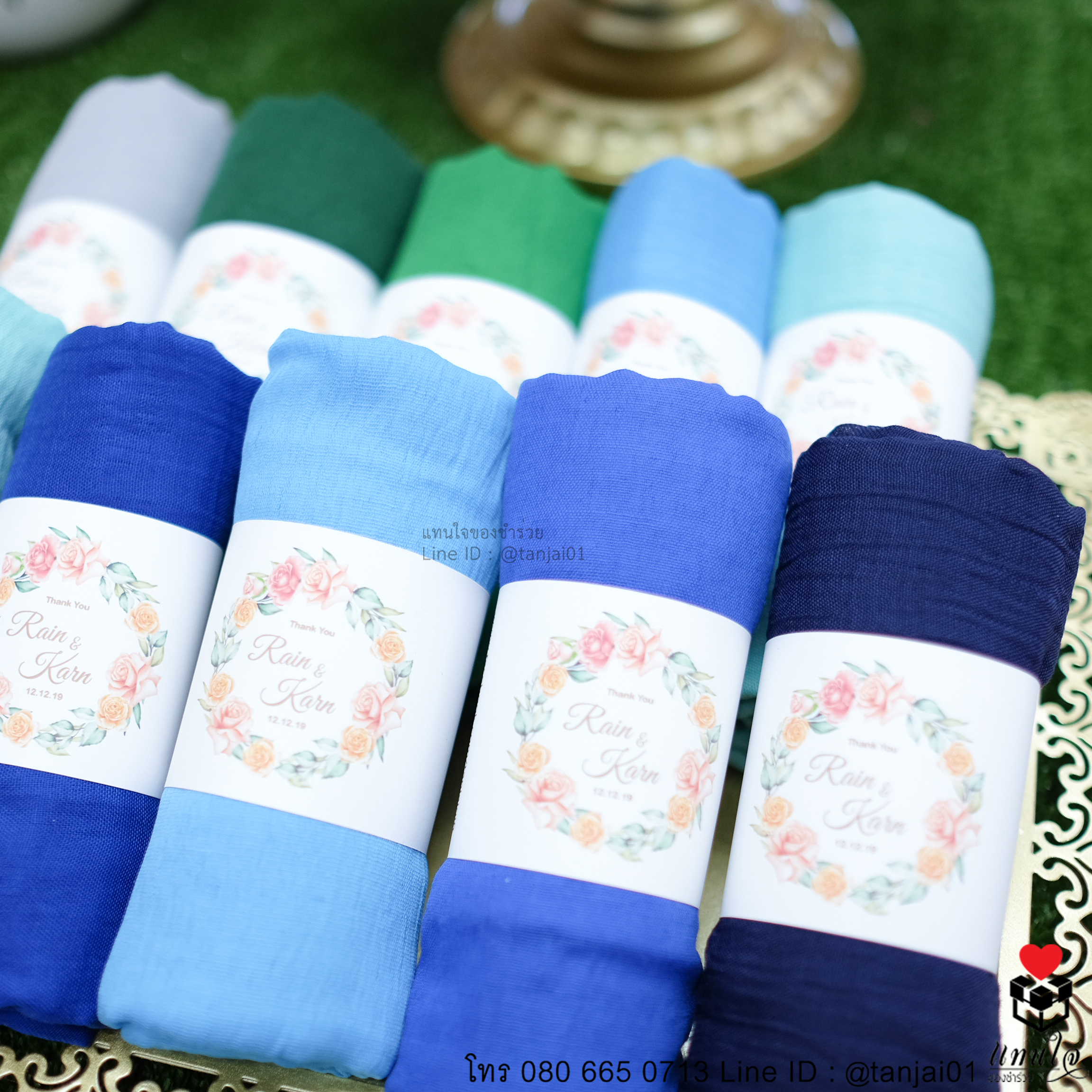 ของชำร่วยงานแต่งงาน ไอเดียของชำร่วย ผ้าพันคอ ของชำร่วยผ้าพันคอ ของชำร่วยผ้าพันคอสีพาสเทล ราคาส่ง ราคาถูก 01