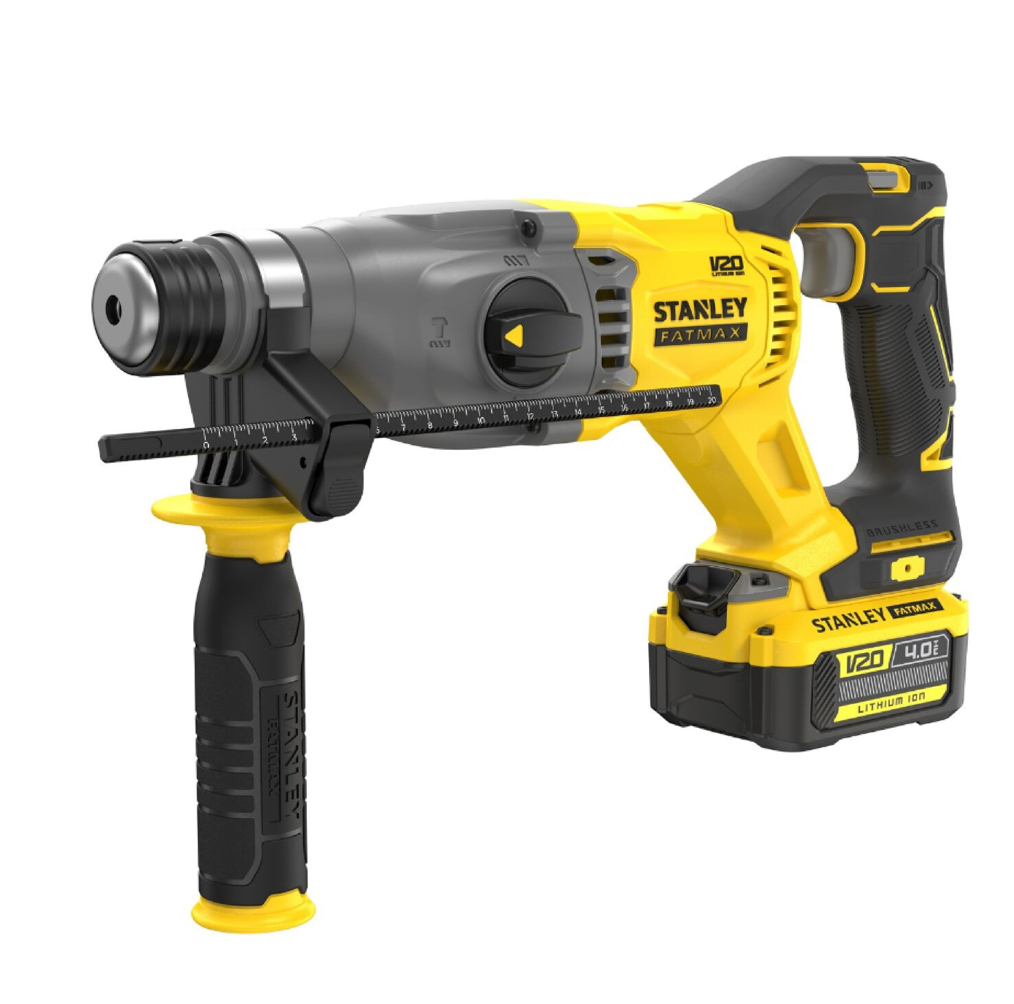 STANLEY สว่านโรตารี่ไร้สาย Brushless ขนาด 22 มม. 20V พร้อมแบตเตอรี่ 4.0 Ah