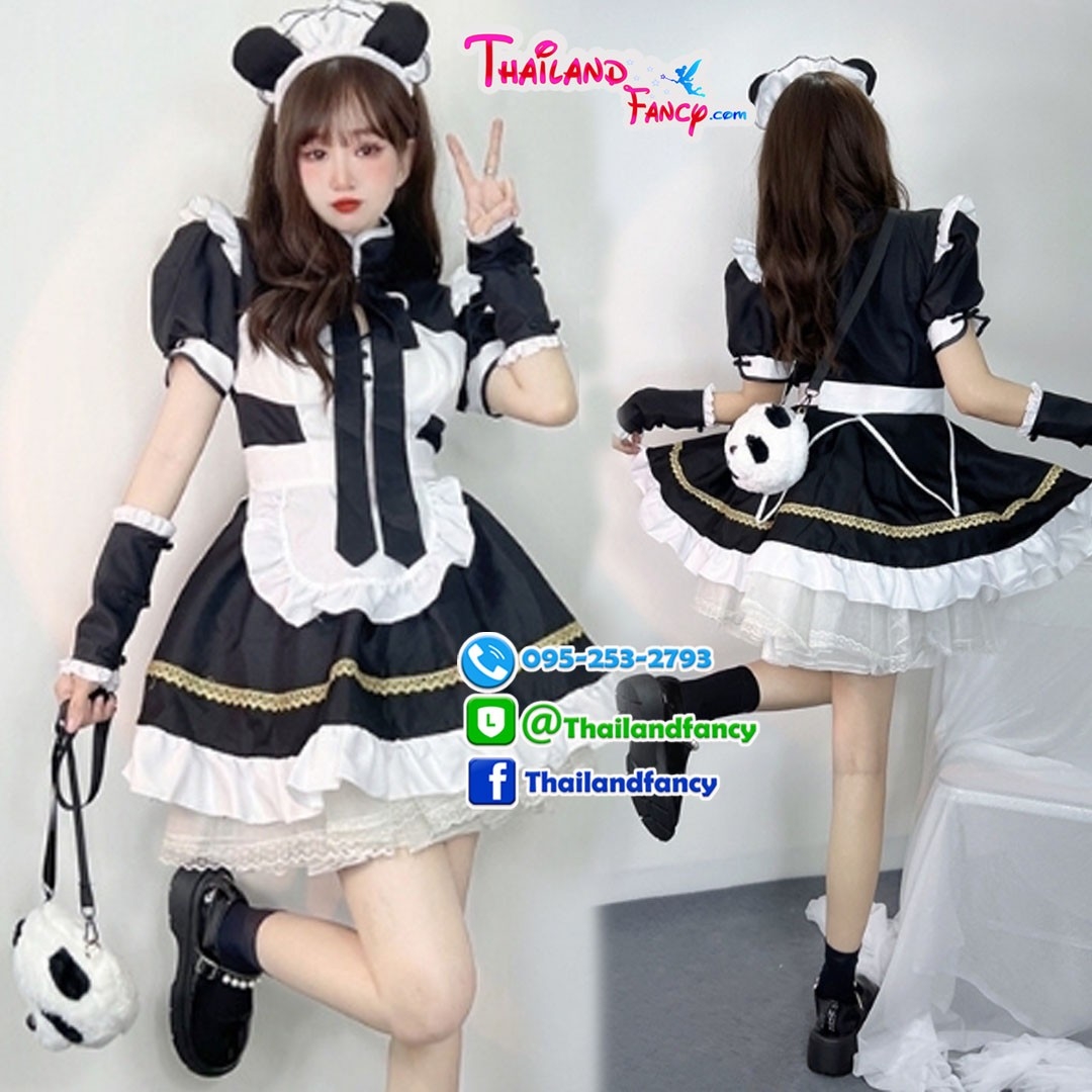 ชุดแฟนซีแม่บ้าน ชุดสาวใช้ ชุดเมดการ์ตูนญี่ปุ่น Maid Cosplay ชุดเมดเจ้าหญิงโลลิต้า ชุดเมดอะนิเมะ ชุดเมทแม่บ้านการ์ตูนแพนด้า