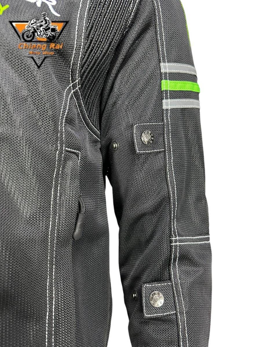 เสื้อขี่มอเตอร์ไซด์แบบ Air Flow (ดำ-เขียว) เบอร์ XL : อก 44" ยาว 26" (Air Flow)