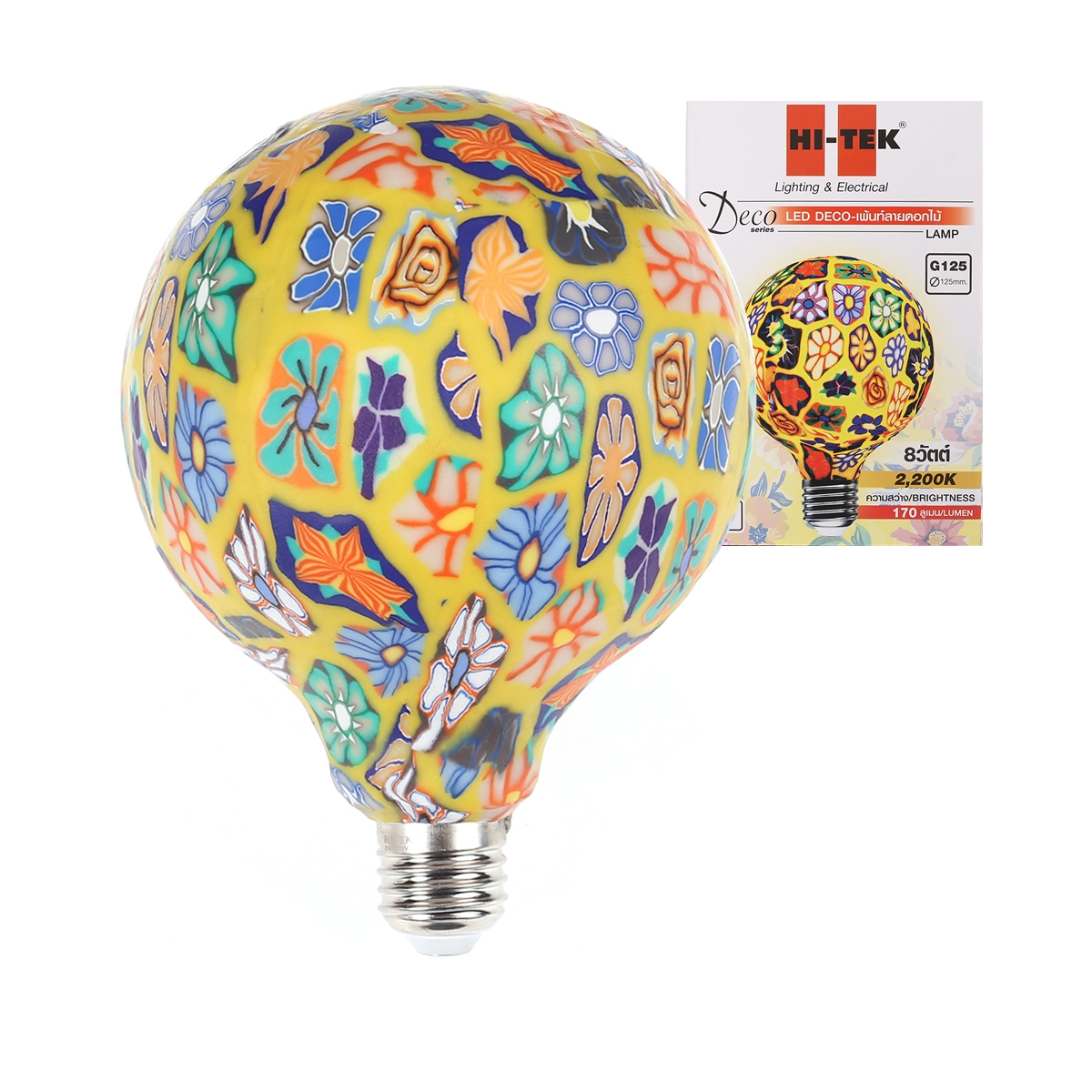 HI-TEK หลอดไฟ LED E27 8 วัตต์ รุ่น Deco ลายดอกไม้