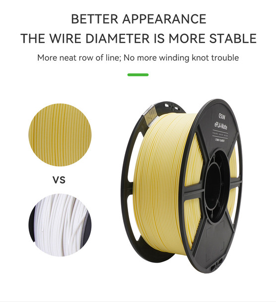 # Almond Yellow สีเหลือง # eSUN ePLA-Matte 1.75mm 3D Printer Filament วัสดุการพิมพ์ Dimensional Accuracy +/- 0.03 mm