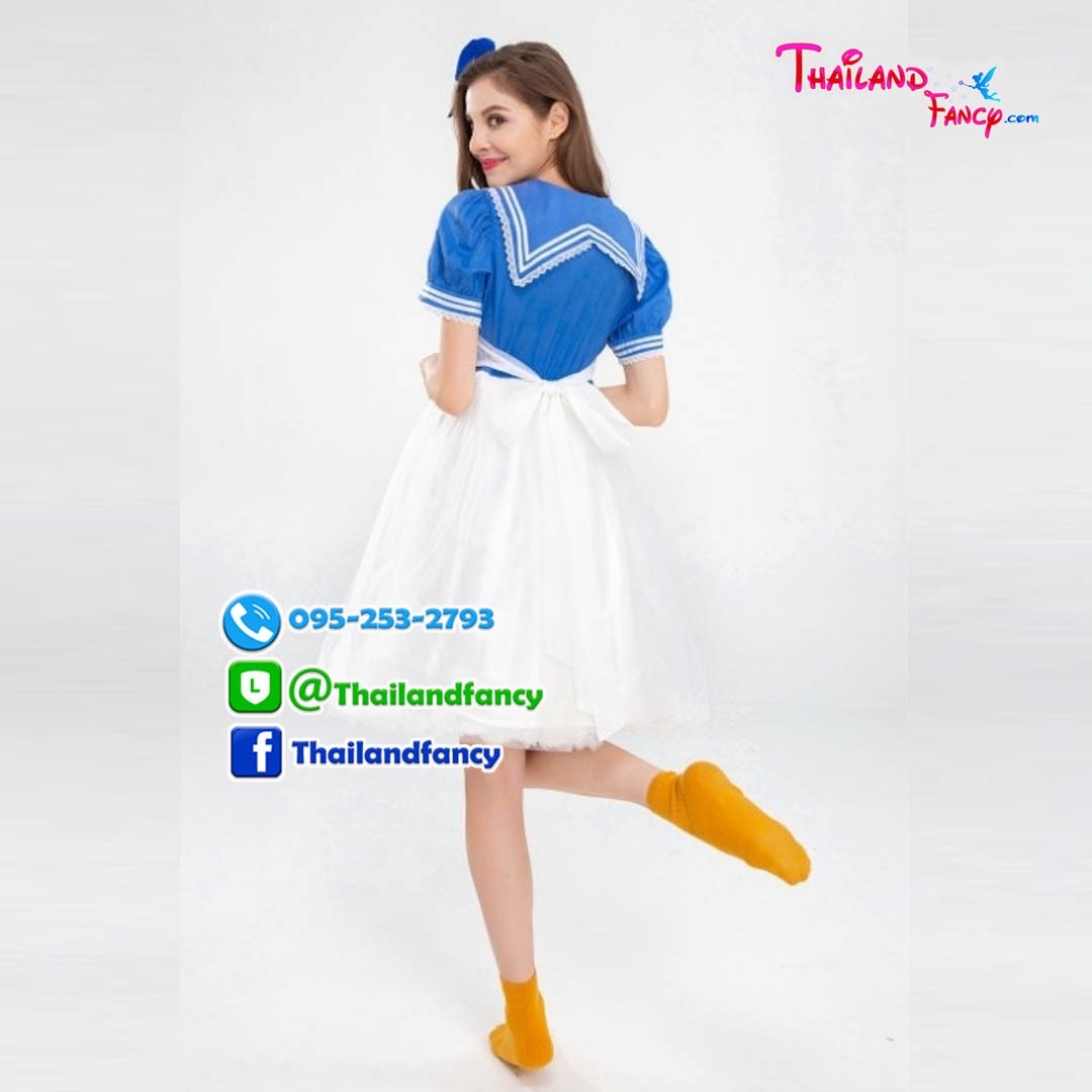 ชุดแฟนซีกะลาสีผู้ใหญ่ ชุดการ์ตูนวอลต์ดิสนีย์ Donald Duck & Daisy Duck Cosplay ชุดทหารเรือโดนัลดั๊ก ชุดเดซี่ดั๊กกระโปรงเอี๊ยมขาวผู้หญิง เสื้อปกทหารเรือ