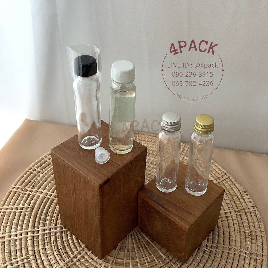 ขวดแก้ว 24ml +จุกรูหยด +ฝา