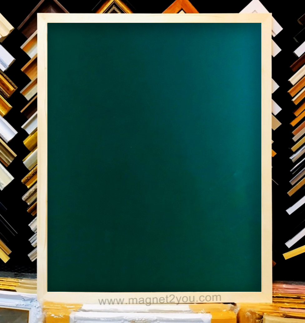 กระดานเขียวแม่เหล็ก 100x120 ติดผนัง กรอบไม้สนเลือกสีได้