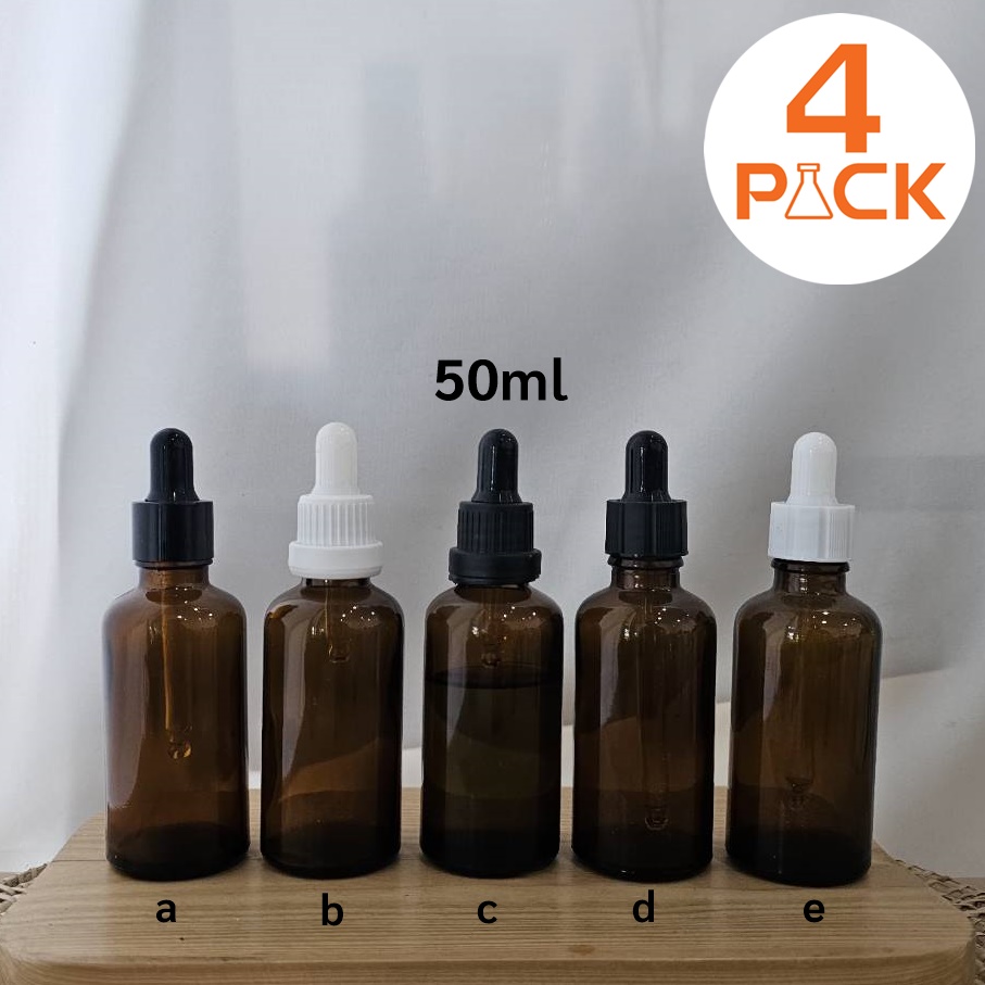 ขวดแก้วอโรม่าสีชา 50ml +ฝาดรอปเปอร์ หลอดแก้ว