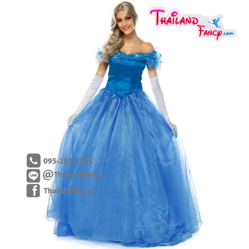 ชุดแฟนซีผู้หญิงสำหรับเช่า Cinderella Costume เช่าชุดแฟนซีซินเดอเรลล่า ชุดเจ้าหญิงรองเท้าแก้ว ชุดคอสเพลย์การ์ตูน