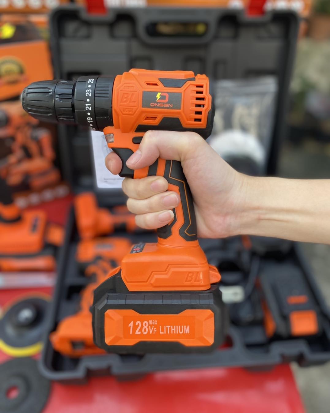 สว่านแบต เจียแบต ชุดเซต 2in1 ยี่ห้อ Onsen 128V ถ่าน 2 ก้อน