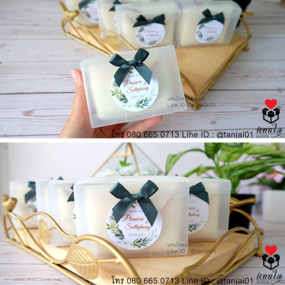 ของชำร่วยงานแต่งงาน กระเป๋าใส่เหรียญสีพาสเทล ติดสติ๊กเกอร์ป้ายชื่อ และโบว์ เลือกสีโบว์ตามธีมงานได้จ้า