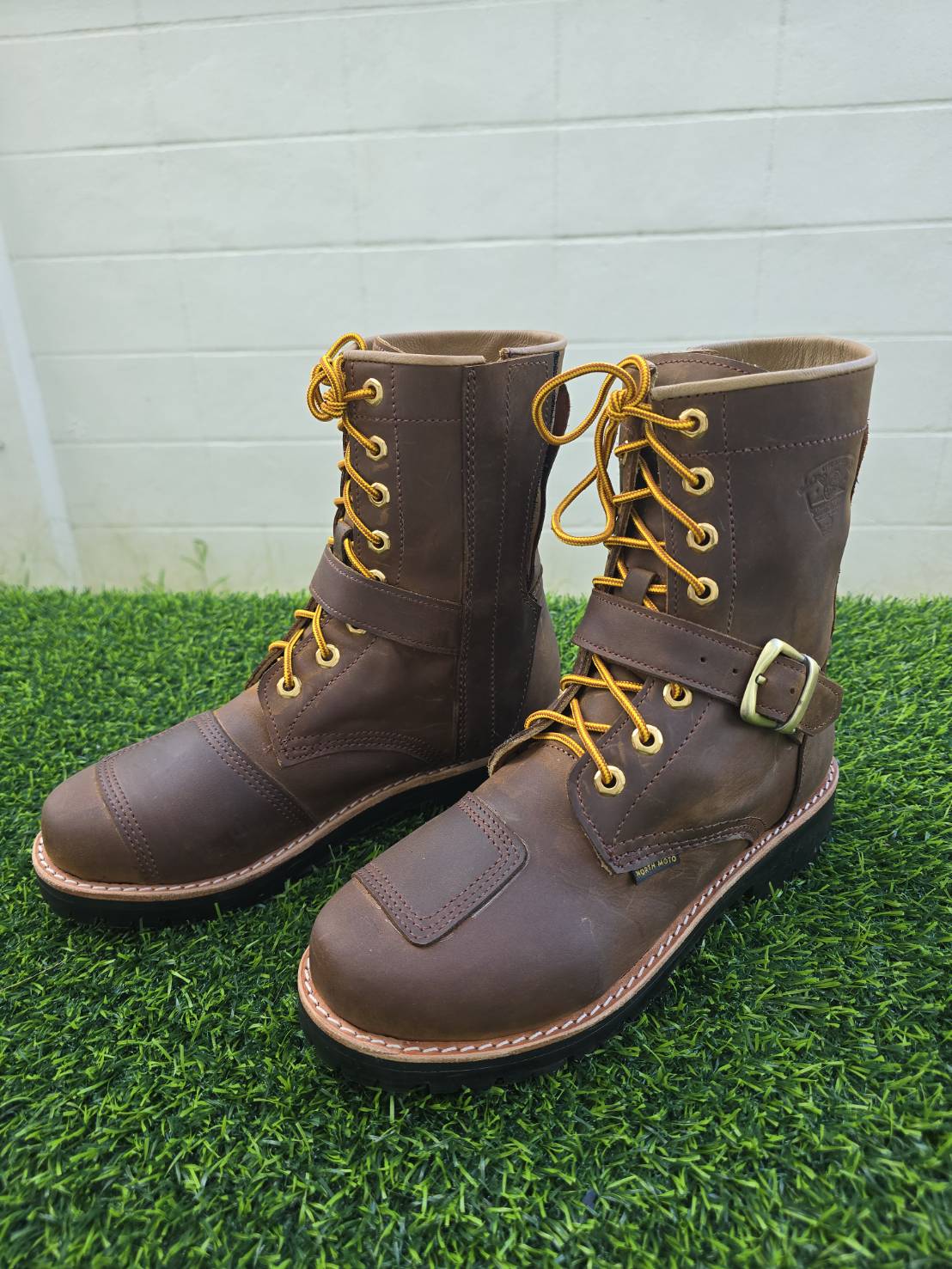 รองเท้าขี่มอเตอร์ไซด์หนังแท้ สไตล์คลาสสิค รุ่น Moto-05(Fatboy) สีสนิม