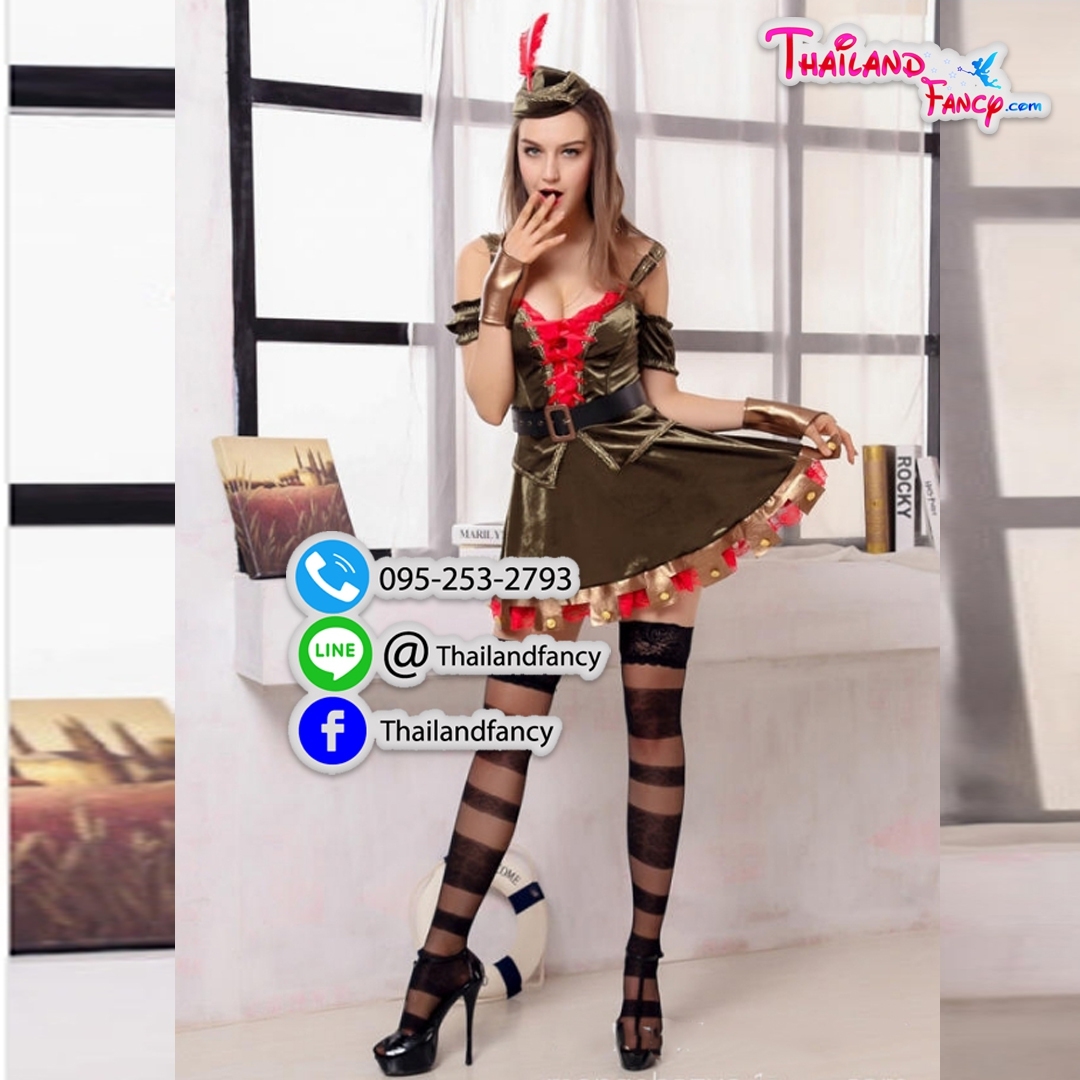 ชุดเช่าแฟนซีผู้หญิง ชุดสาวปีเตอร์แพน ชุดการ์ตูน ชุดภาพยนตร์ดิสนีย์ Peter Pan Costume ชุดแฟนซีสีเขียว ปีเตอร์แพนหญิง