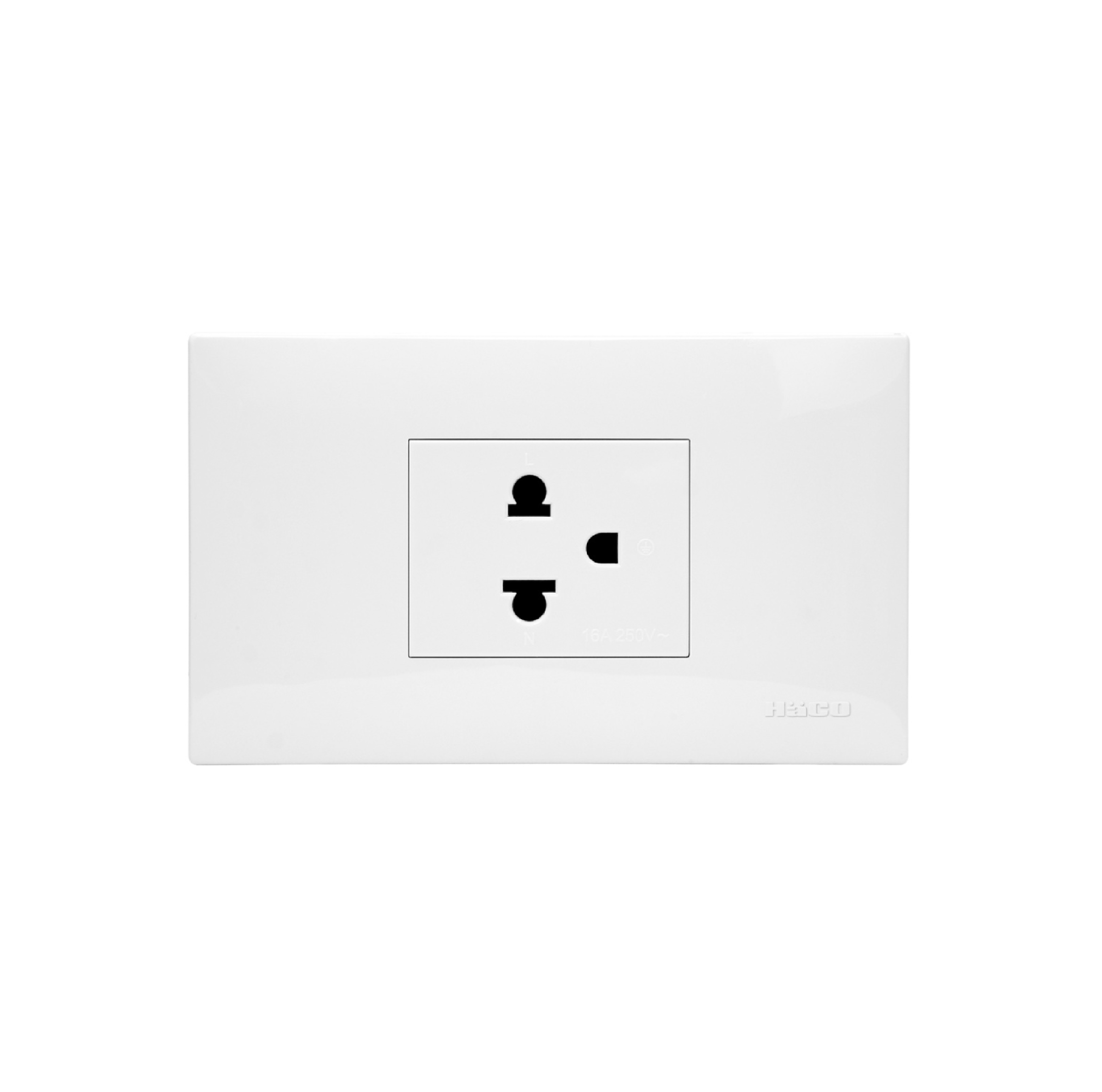 เต้ารับ 3 ขา 1 ช่อง พร้อมแผงหน้ากาก HACO IC-E10