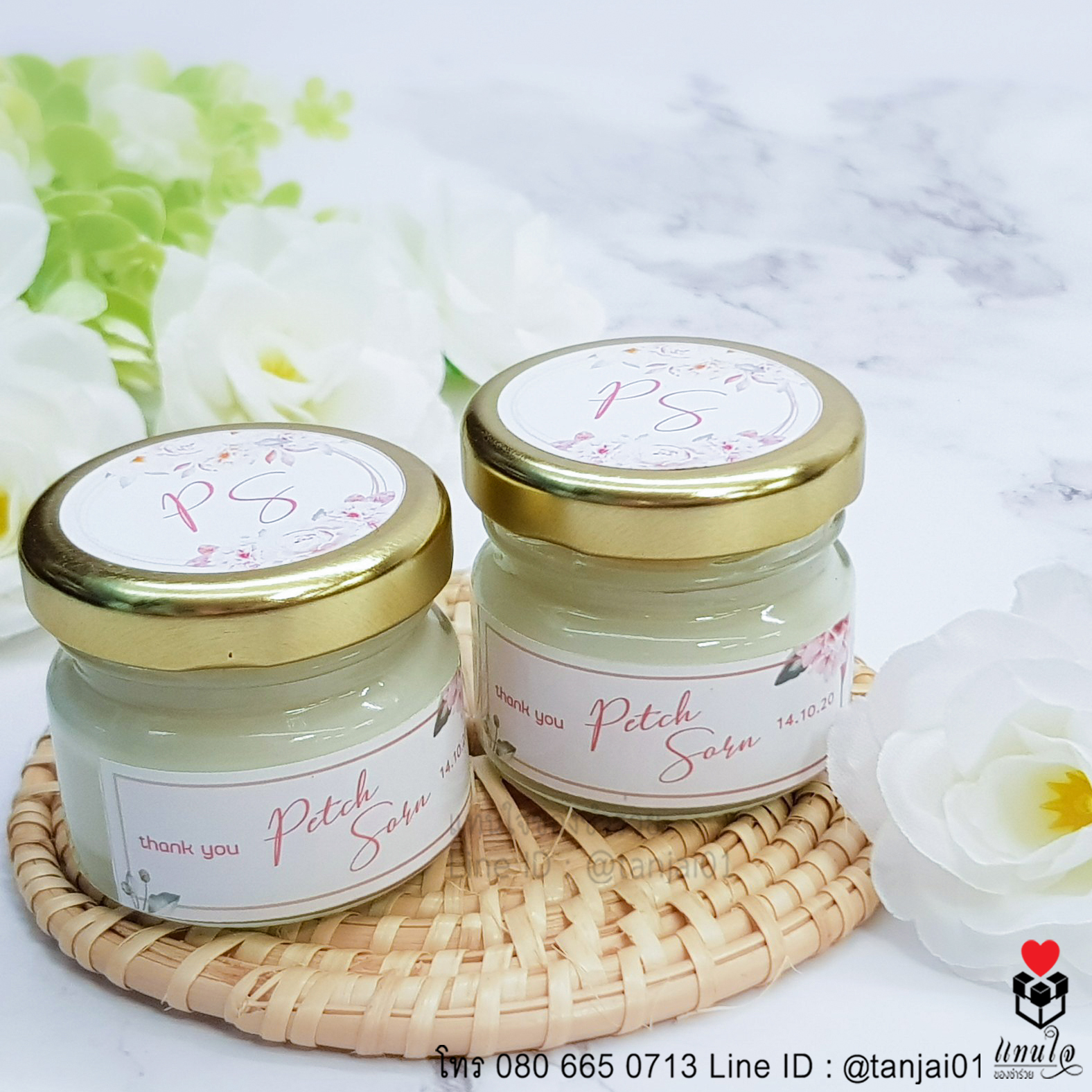ของชำร่วยงานแต่งงาน ,ของแจกงานแต่งงาน, เทียนหอมในขวดแก้ว 1oz