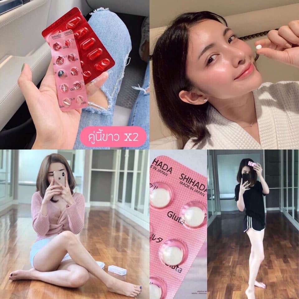 Set คู่ สุดคุ้ม vาวใส X 2 Shihada Gluta 30 เม็ด + Vitamin C Korea 30 เม็ด