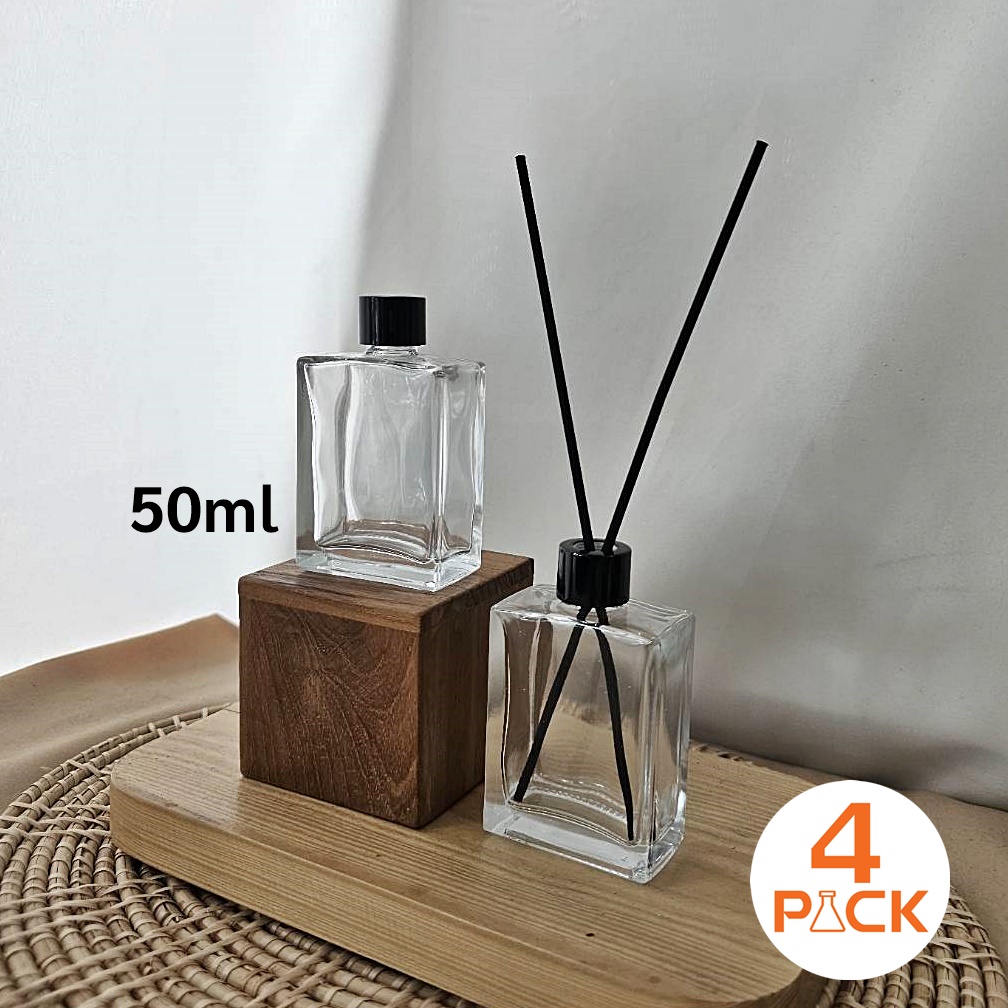 ขวดแก้วทรงแบน รุ่นD18 50,100ml +ฝาก้านไม้ +จุกใน