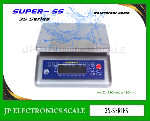 เครื่องชั่งกันน้ำ6กิโลกรัม ตาชั่งกันน้ำ6kg เครื่องชั่งดิจิตอลกันน้ำ6กิโลกรัม เครื่องชั่งดิจิตอล6กิโลกรัม กันน้ำกันความชื้น6kg เครื่องชั่งสแตนเลส6kg เครื่องชั่งน้ำหนักดิจิตอล6kg ค่าละเอียด1g ยี่ห้อ SUPER-SS รุ่น 3S-Series จานชั่ง 230x190mm.