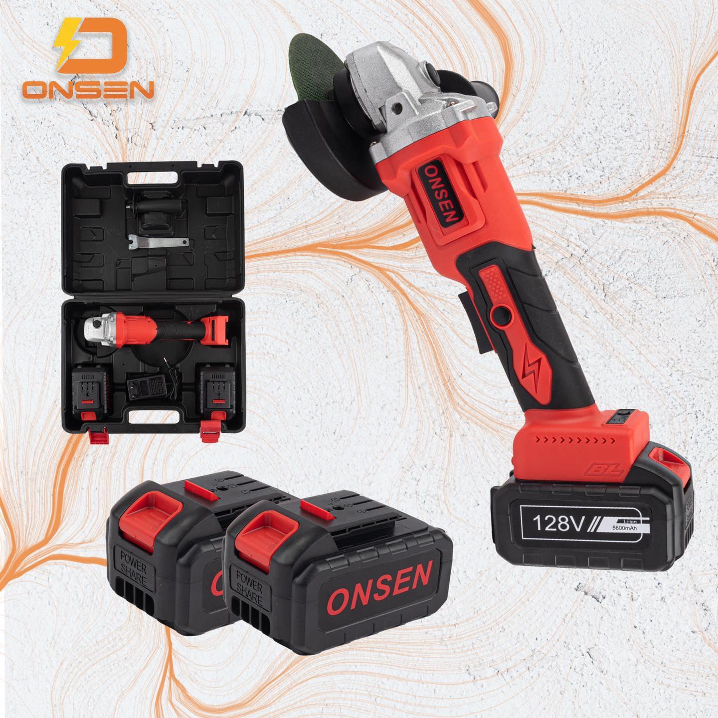 เจียไร้สาย ยี่ห้อ ONSEN 128V ปรับรอบได้ 3 ระดับ แบต 2 ก้อน