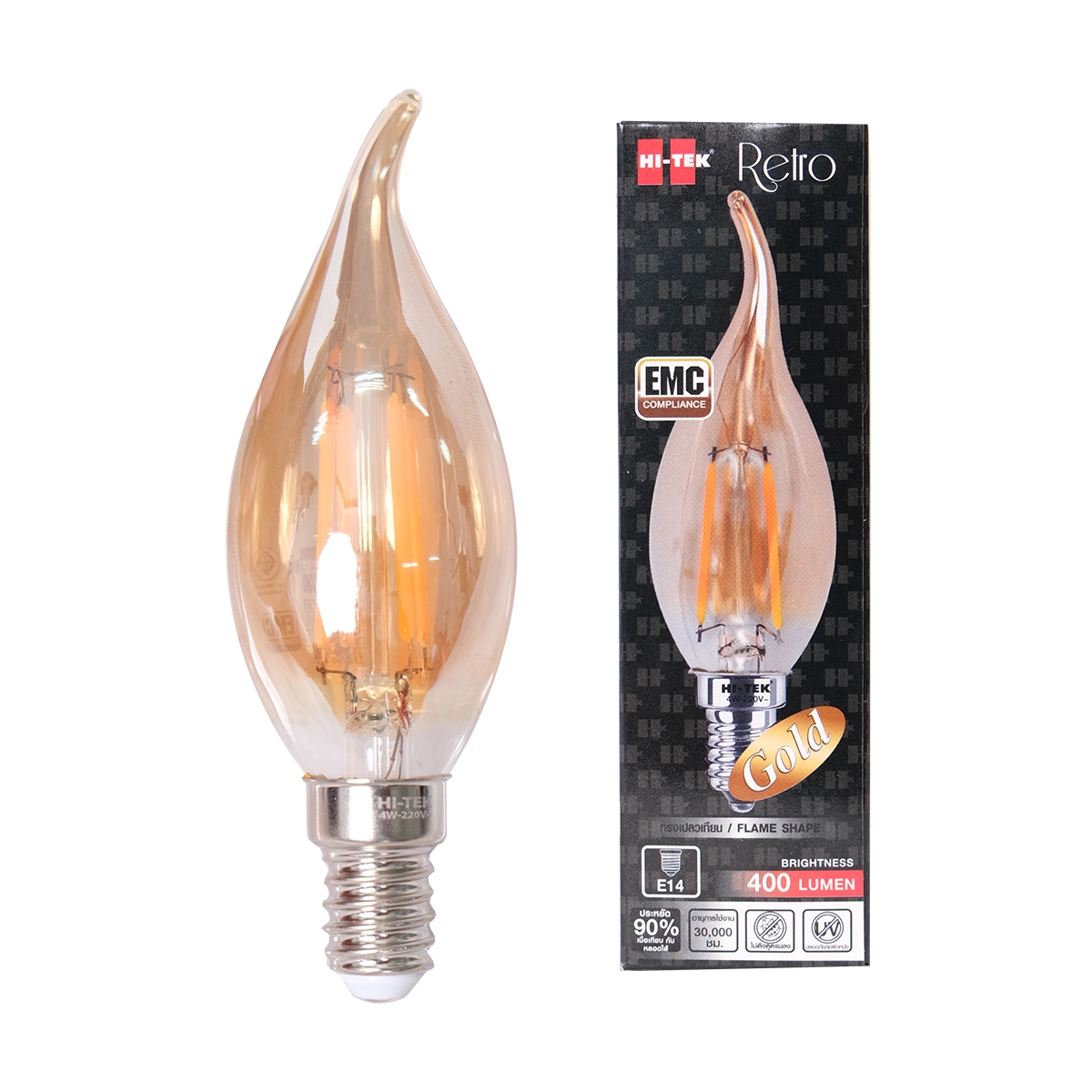 HI-TEK หลอดไฟ LED เปลวเทียน E14 4 วัตต์ รุ่น RETRO
