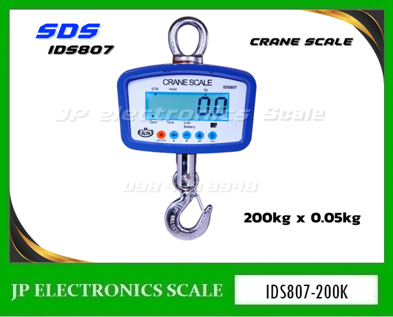 เครื่องชั่งแขวน200กิโลกรัม เครื่องชั่งแขวนดิจิตอล200kg เครื่องชั่งดิจิตอลแบบแขวน200กิโลกรัม เครื่องชั่งแขวน200kg เครื่องชั่งเครน200กิโลกรัม ตาชั่งแขวน200กิโลกรัม ละเอียด0.05กิโลกรัม ยี่ห้อ SDS รุ่น IDS807-200K