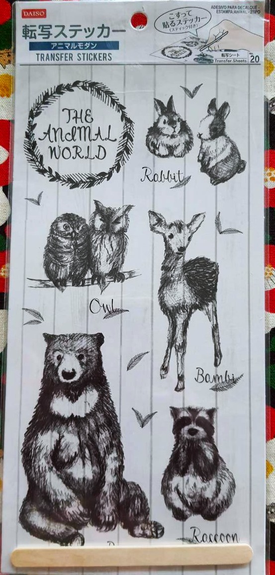 Rub on Sticker สติ๊กเกอร์แบบขูด ใช้ติดตกแต่งสิ่งของต่างๆ น่ารักมากๆ จากญี่ปุ่น น้องหมี นกฮูก กระต่าย กวาง แรคคูน