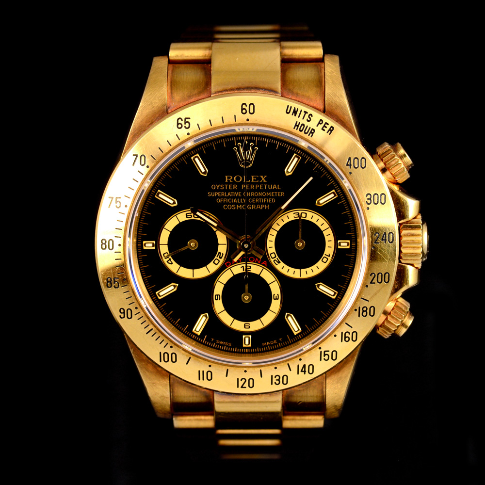 **SOLD**Rolex Cosmograph Daytona Ref.16528 Zenith Movement หน้าปัดสีดำ ตัวเรือนทองคำ สายแท้ทองคำ18k ปี1993 Automatic ขนาด 40 mm