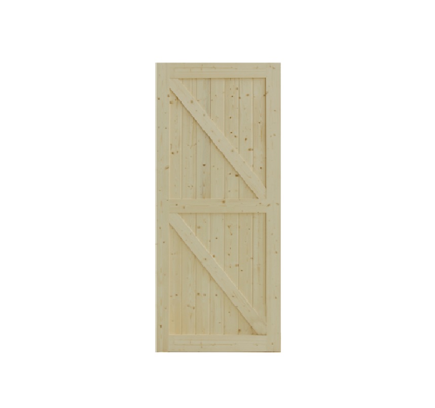 ประตูไม้สน บานทึบทำร่อง PW-SK10G 80x200ซม. GREAT WOOD