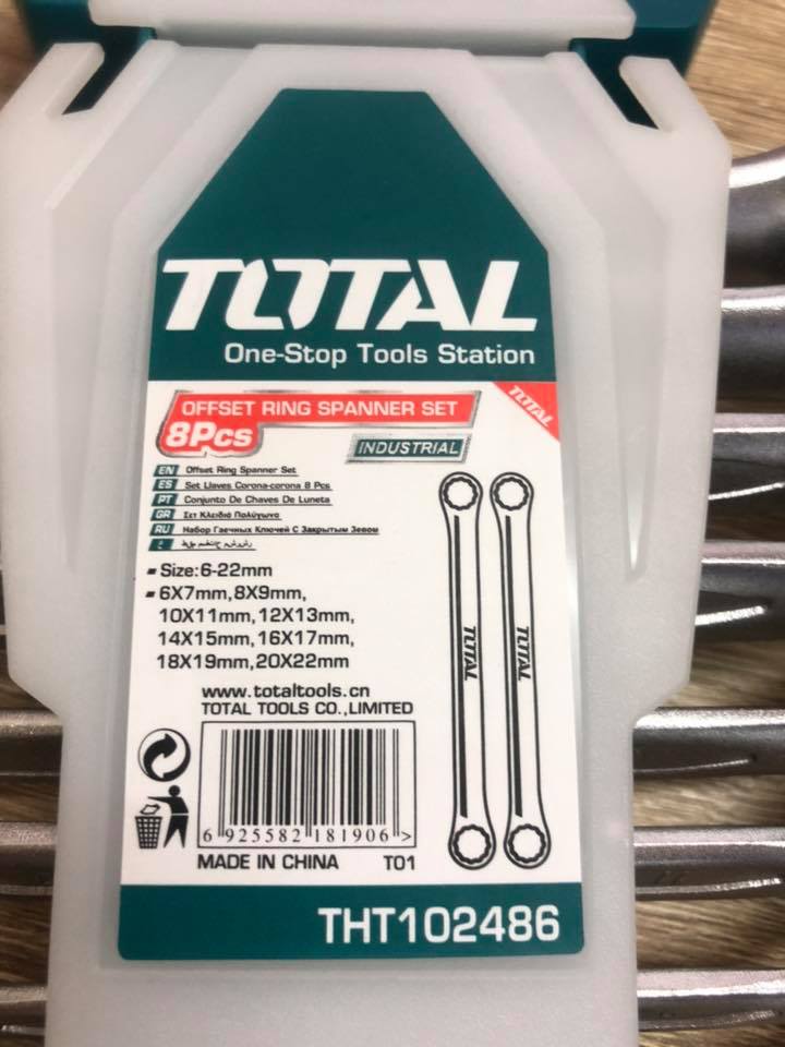 ประแจแหวนเดี่ยวTOTAL 8 ตัว/ชุด เบอร์ 6-22mm