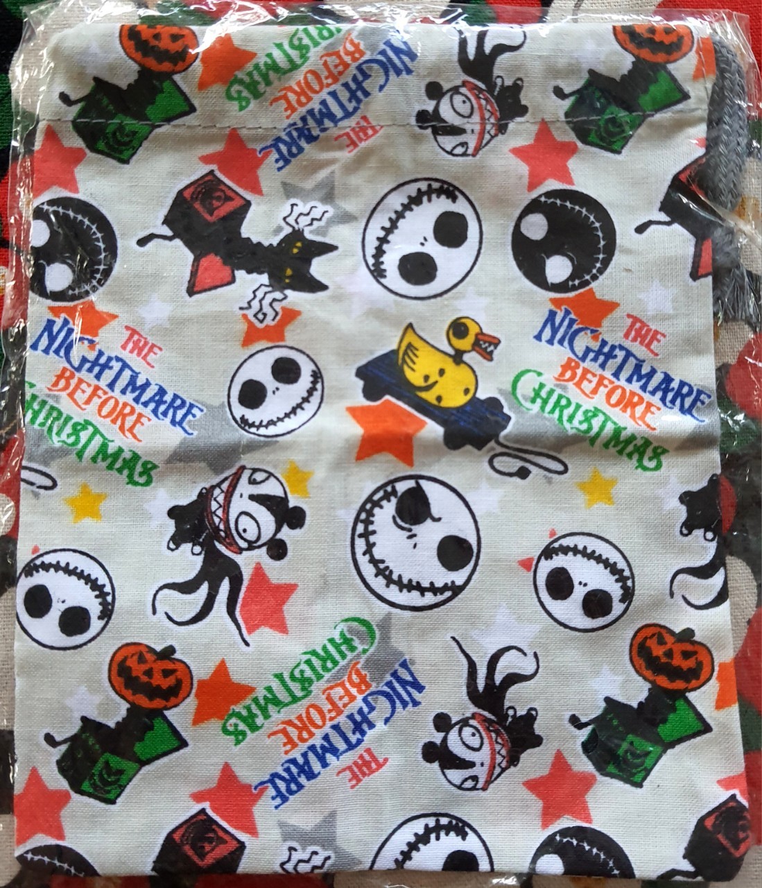 กระเป๋าหูรูด ถุงผ้าหูรูด The nightmare before christmas ฝันร้ายฝันอัศจรรย์ ก่อนวันคริสต์มาส จากญี่ปุ่น Size : 14 x 17 cm
