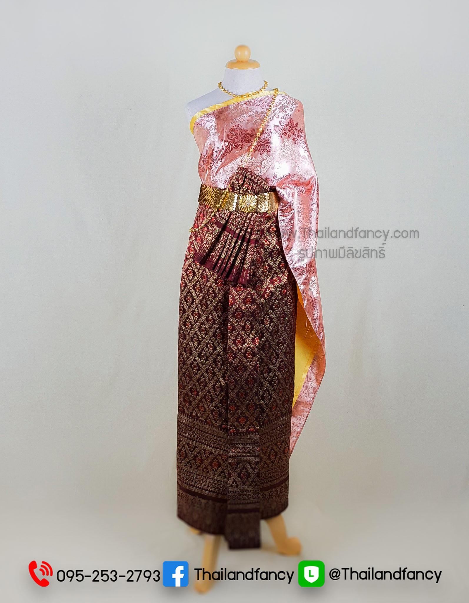 ชุดไทยย้อนยุค ชุดไทยอุ่นไอรัก ชุดไทยสมัยอยุธยา ชุดไทยร่วมสมัย ชุดสไบออเจ้า ชุดสไบทอลายกับผ้าถุงจีบหน้านาง