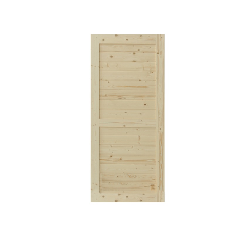 ประตูไม้สน บานทึบทำร่อง PW-SK02-2 80x200ซม. GREAT WOOD