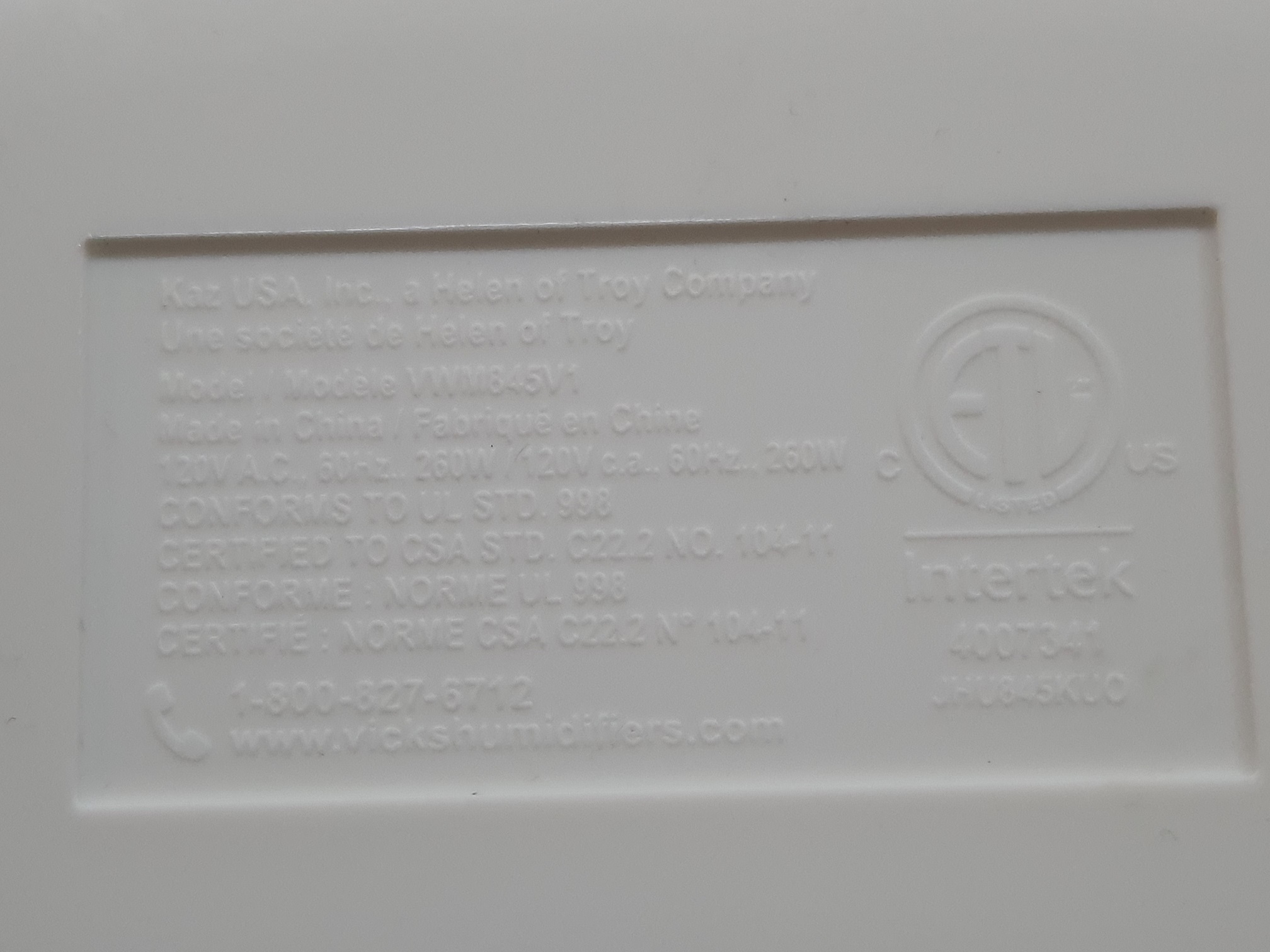 ซ่อมเครื่องทำความชื้น ยี่ห้อ VICKS รุ่น VWM845V1 อาการเครื่องไม่ทำงาน