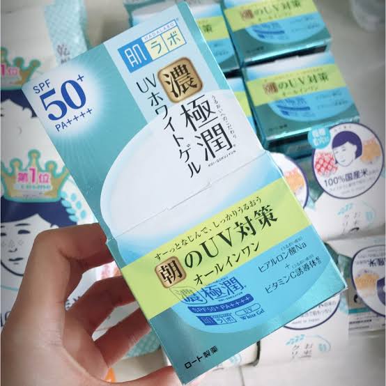 Hada Labo Gokujun UV White Gel 100g. เจลบำรุงผิวหน้าแบบ all-in-one✨ดูแลผิวและป้องกันรังสี UV ได้ในเวลาเดียวกัน
