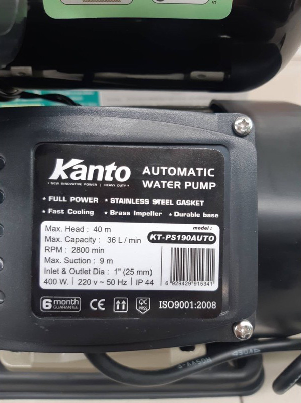 ปั๊มน้ำอัตโนมัติ kanto รุ่น ps-190